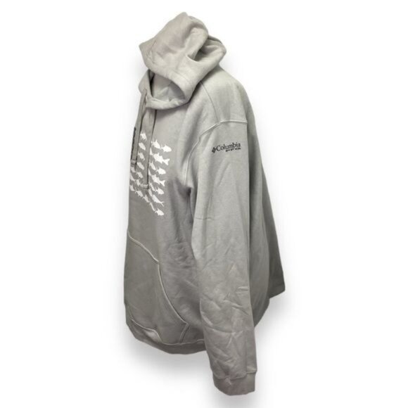 Columbia Mens PFG Fish Flag Graphic Fleece Lined Pullover Hoodie, Gray, size XXL - Picture 3 of 7